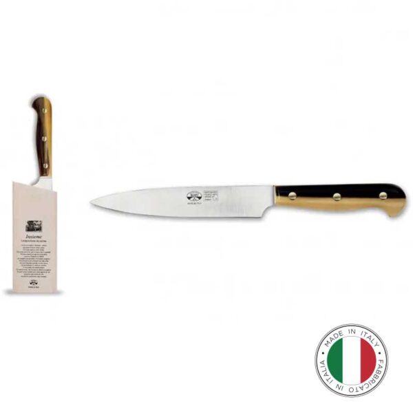 Berti Italian Handmade Insieme Curved Paring Knife With Black Lucite  Riveted Handle - Distinctive Decor