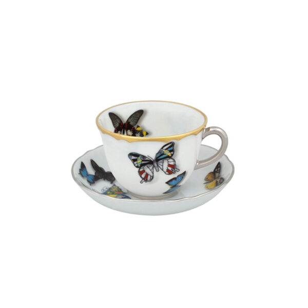 VISTA ALEGRE Butterfly Parade Set of 2 Coffee Cups with Saucer