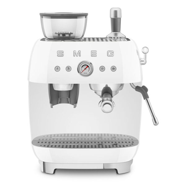 SMEG Manuelle Espresso-Kaffeemaschine mit Kaffeemühle Weiß